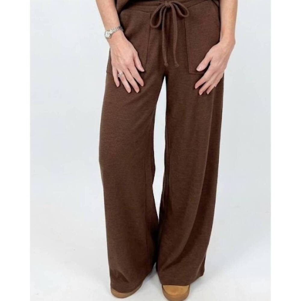 NEW ZENANA soft stretch lounge trousers in brown